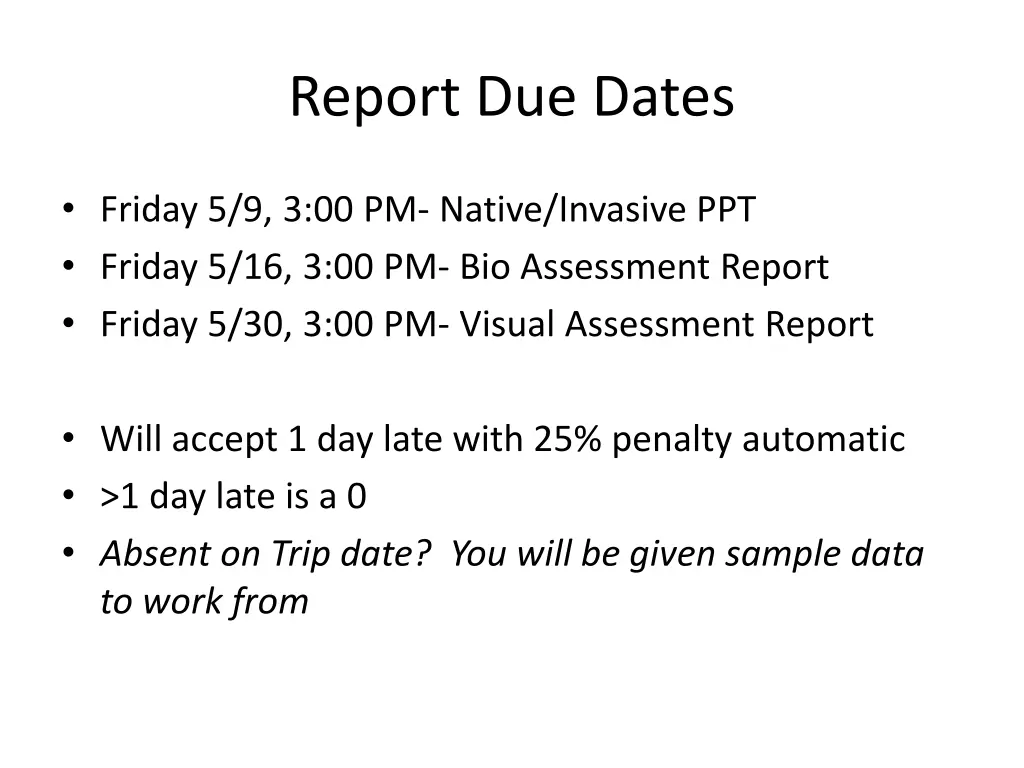 report due dates 1