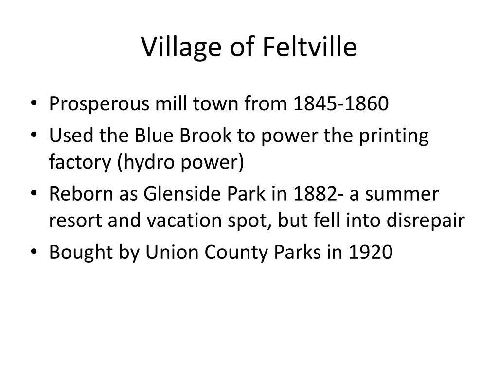 village of feltville