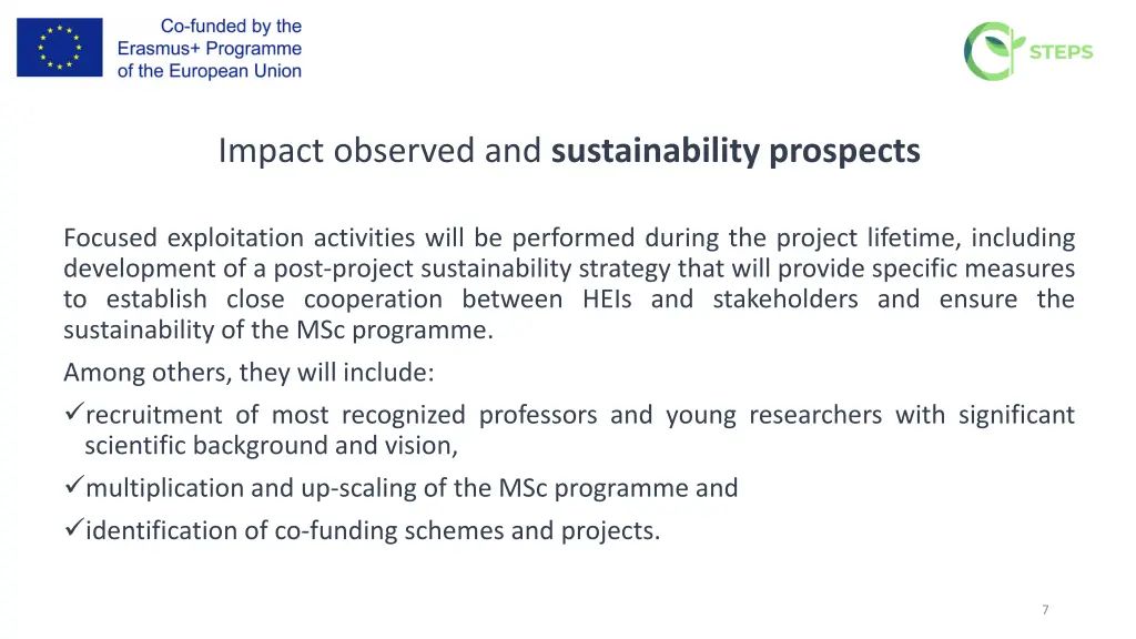 impact observed and sustainability prospects 1