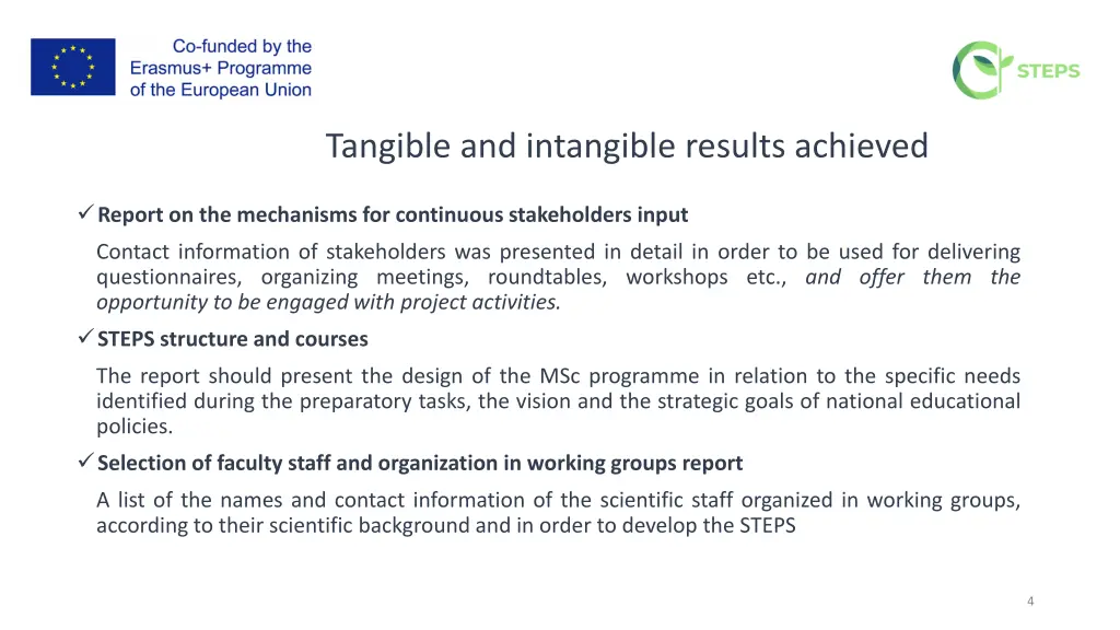 tangible and intangible results achieved 1