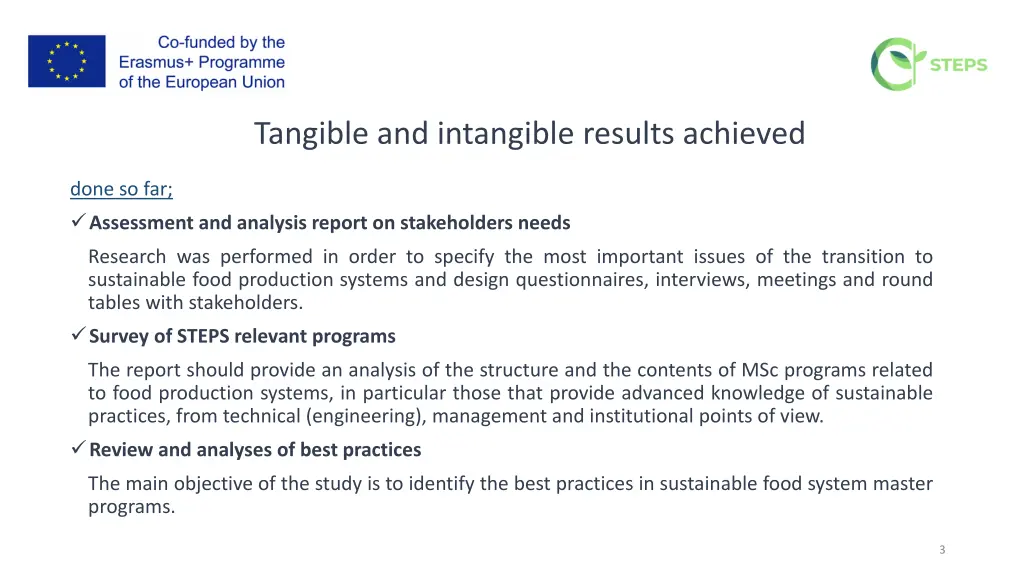 tangible and intangible results achieved