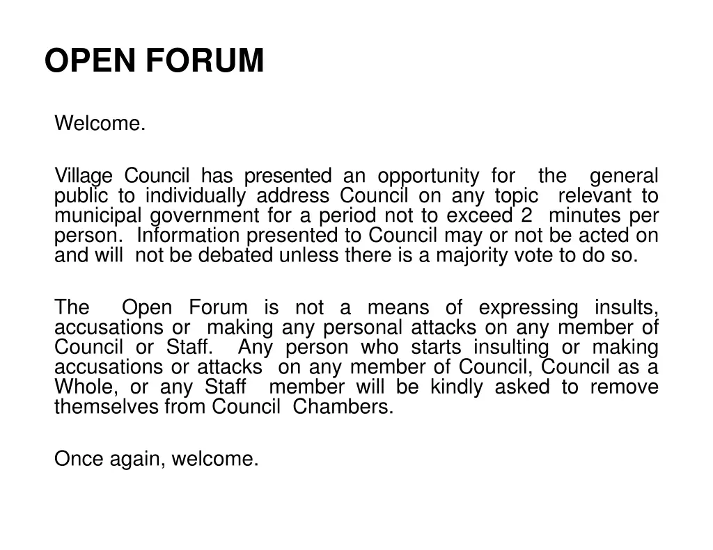 open forum