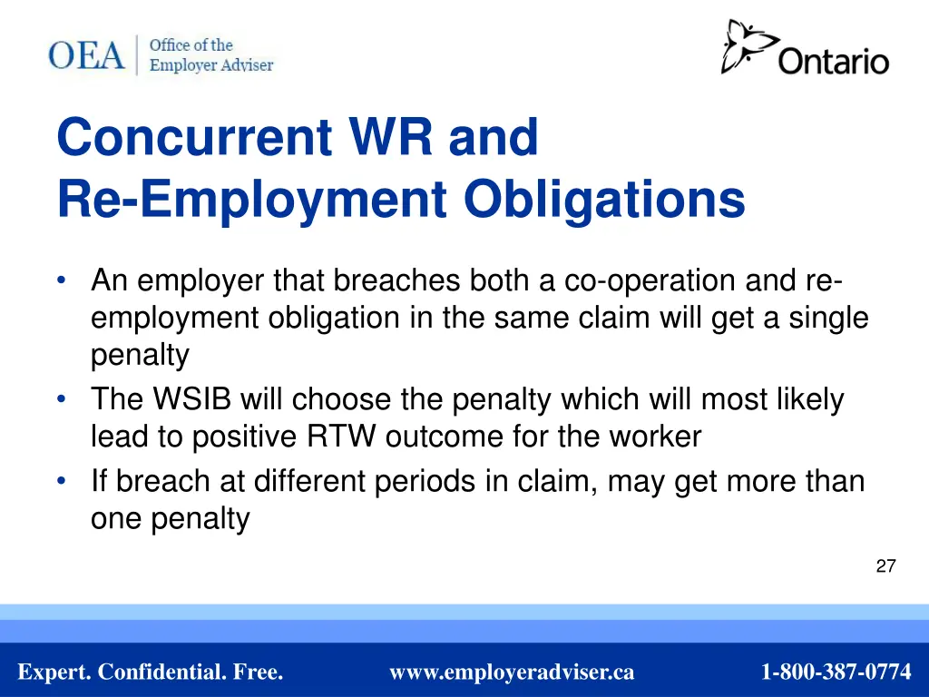 concurrent wr and re employment obligations
