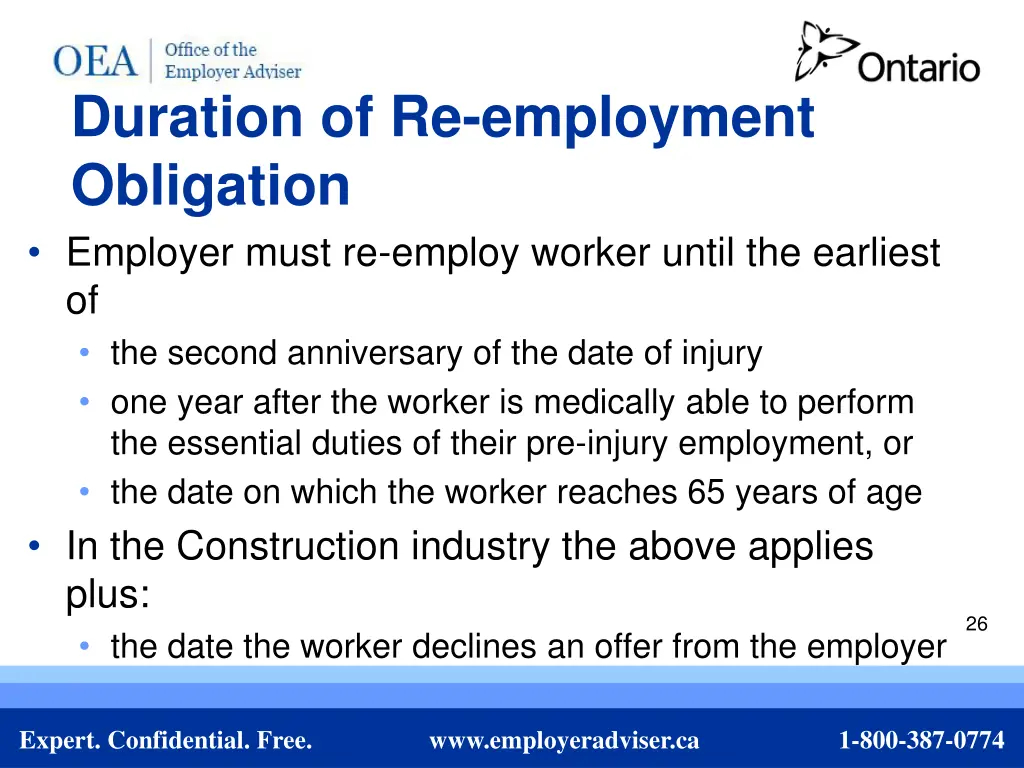 duration of re employment obligation employer