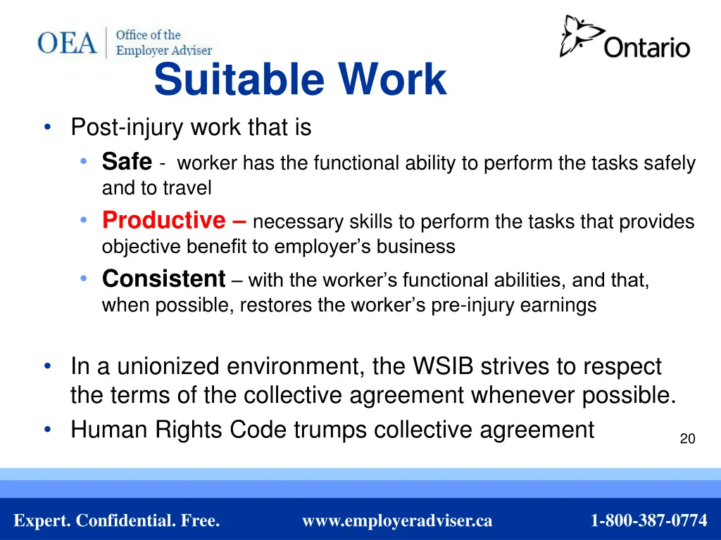 suitable work post injury work that is safe