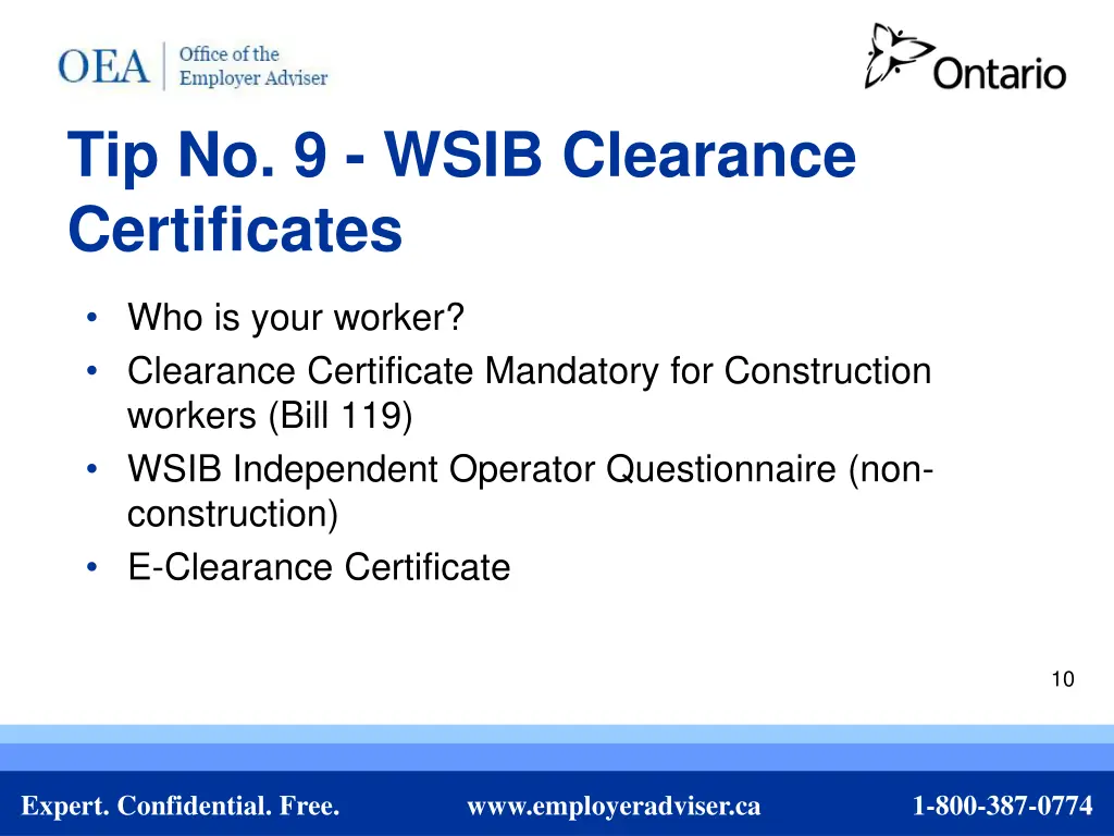 tip no 9 wsib clearance certificates