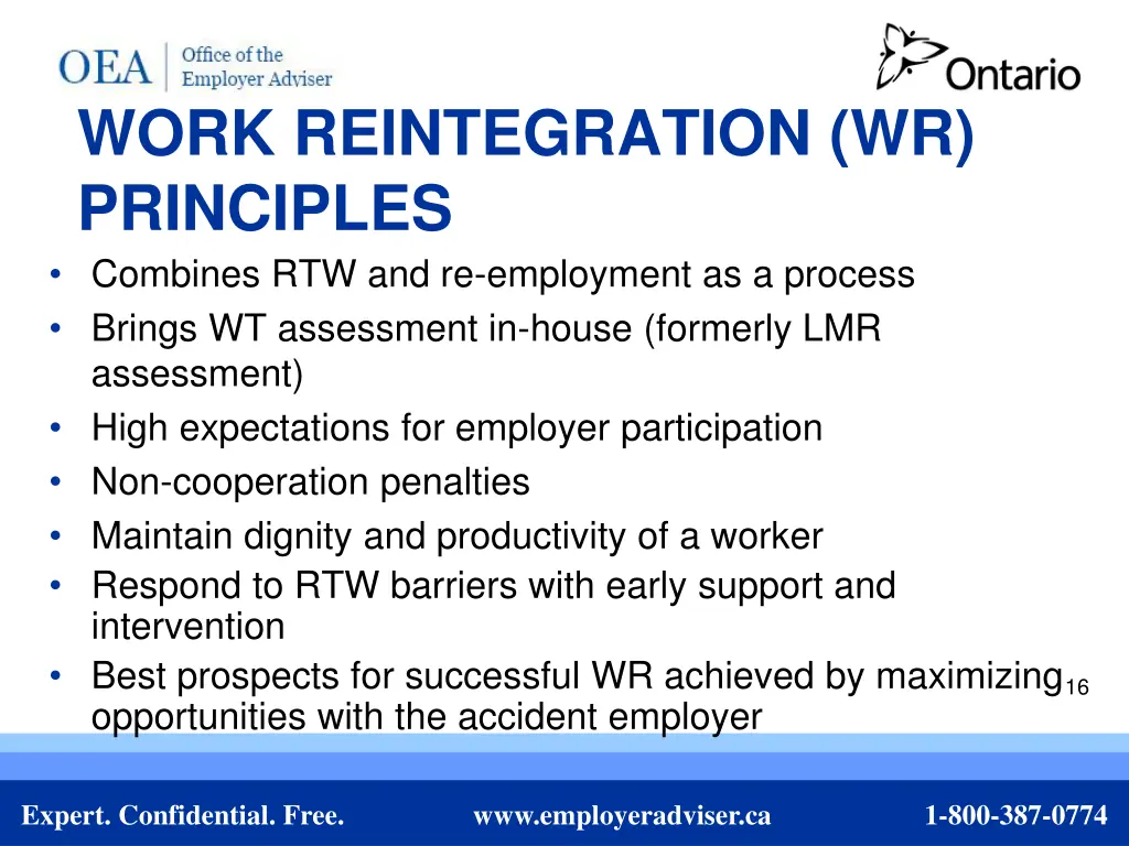 work reintegration wr principles combines
