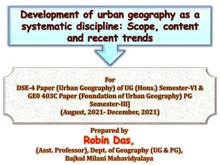 development of urban geography as a systematic