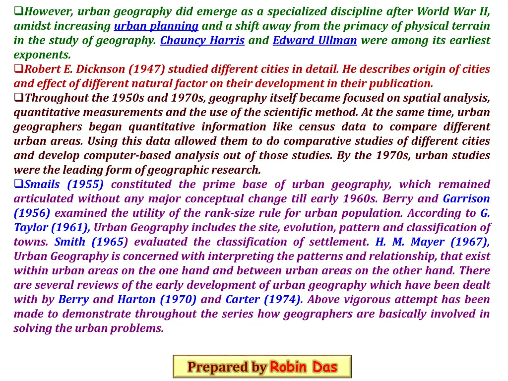 however urban geography did emerge