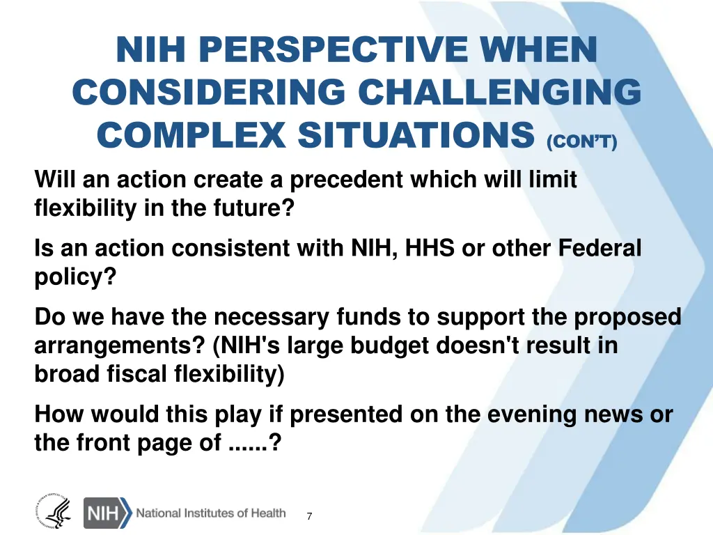 nih perspective when considering challenging 1