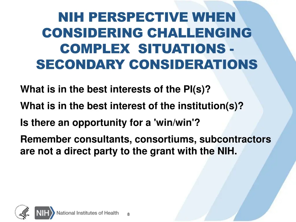 nih perspective when considering challenging 2
