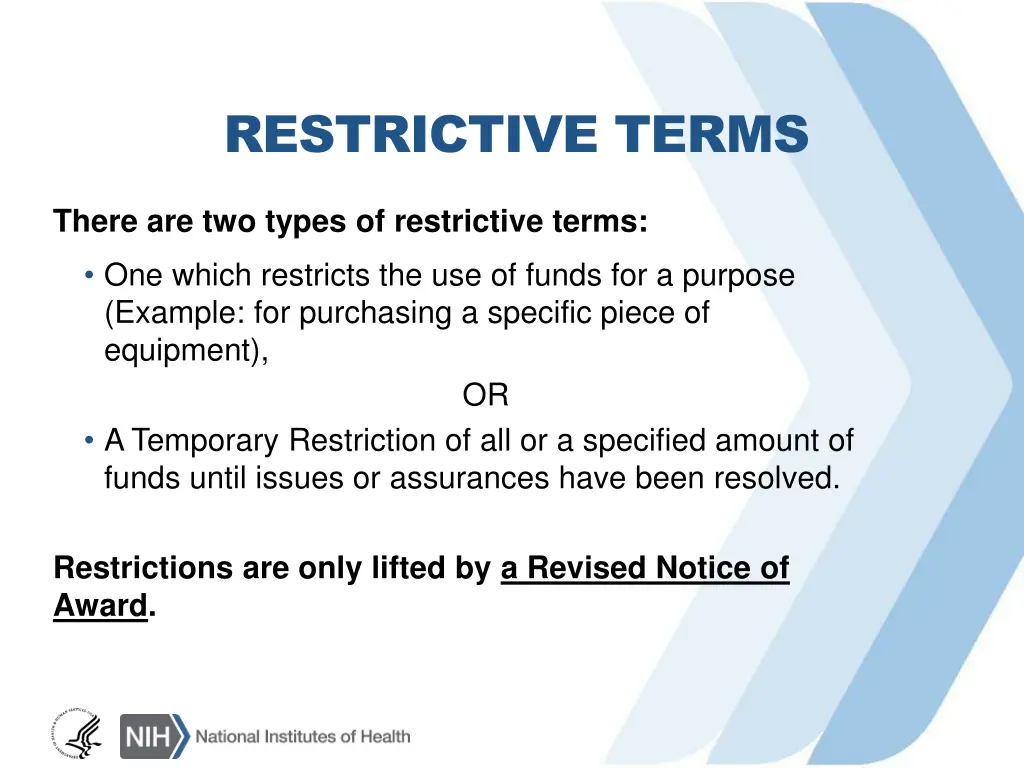 restrictive terms