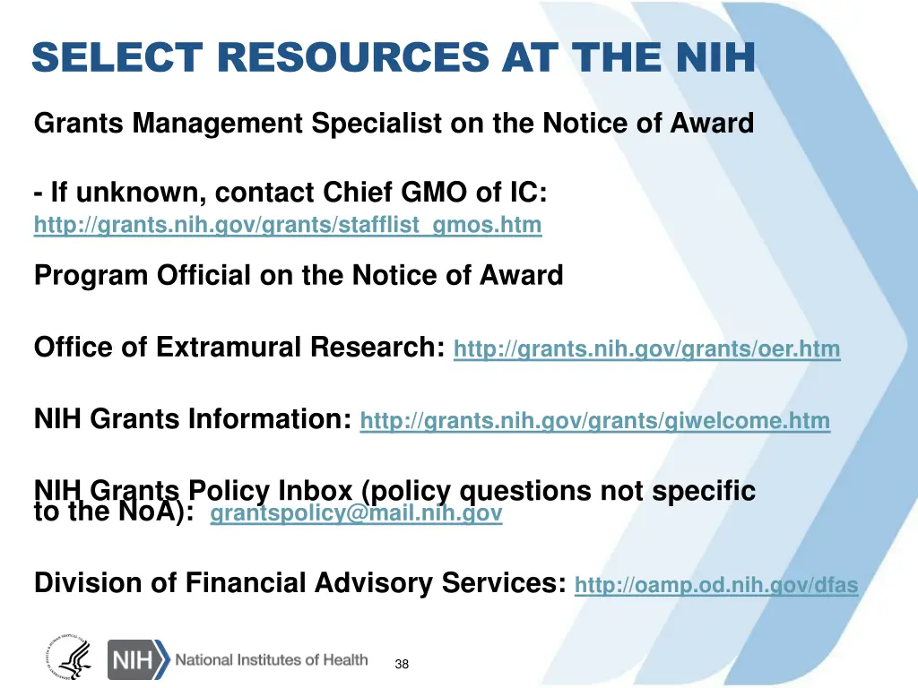 select resources at the nih