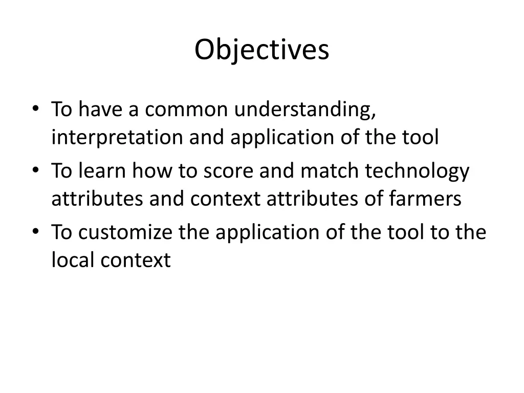 objectives