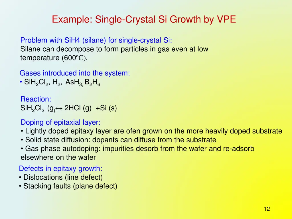 example single crystal si growth by vpe