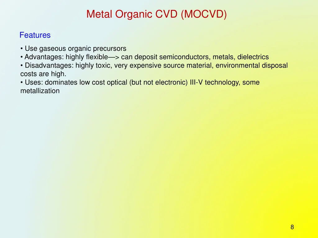 metal organic cvd mocvd