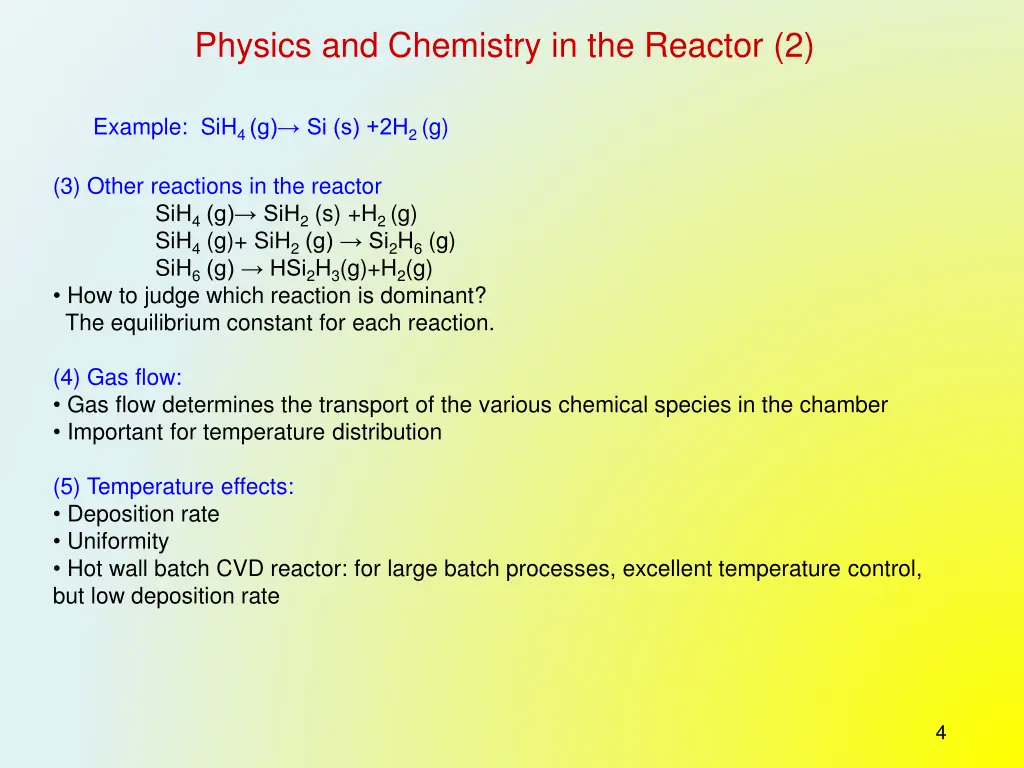 physics and chemistry in the reactor 2