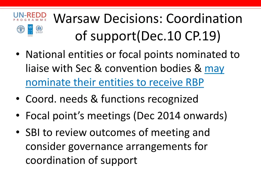 warsaw decisions coordination of support