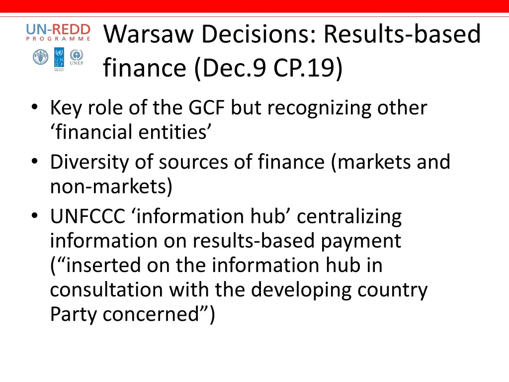 warsaw decisions results based finance
