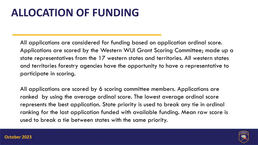 allocation of funding