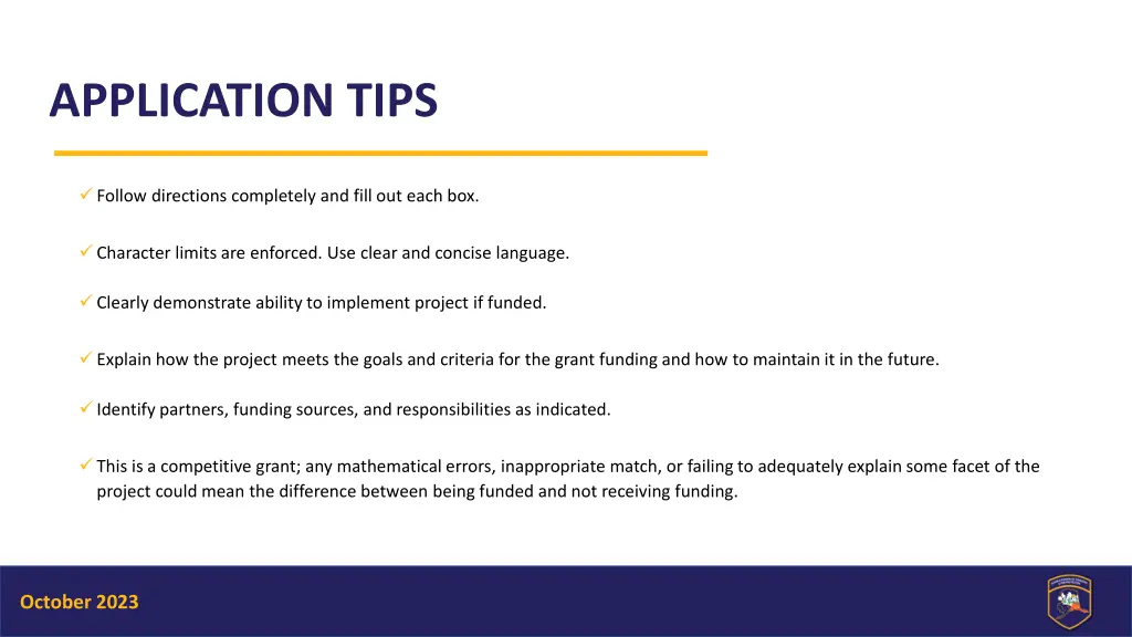 application tips