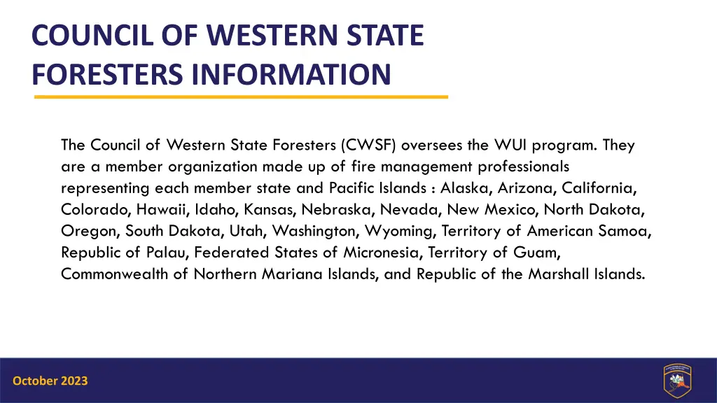 council of western state foresters information