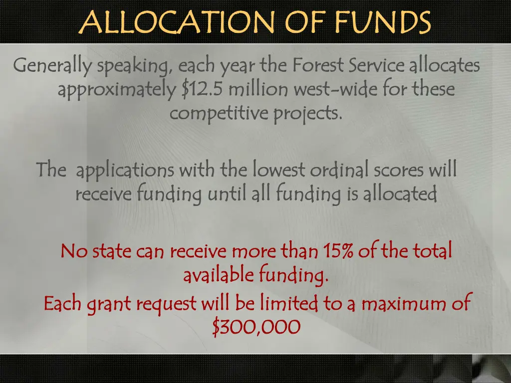 allocation of funds allocation of funds generally