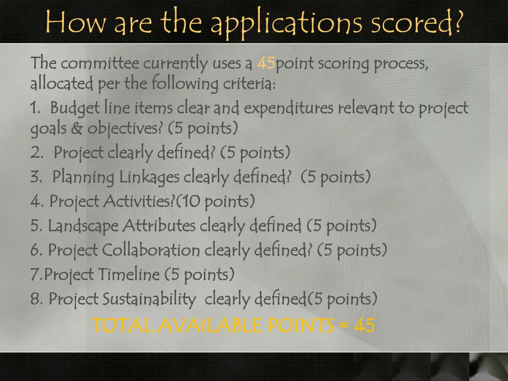 how are the applications scored
