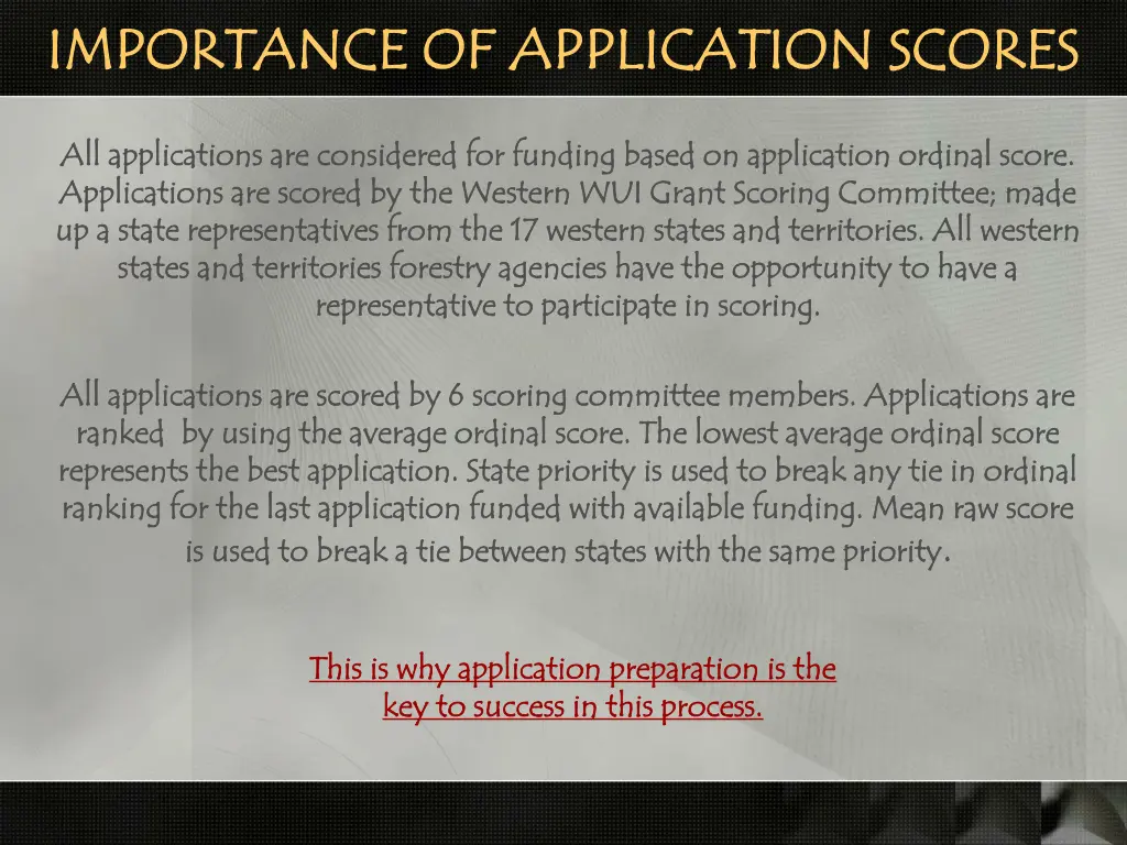importance of application scores importance