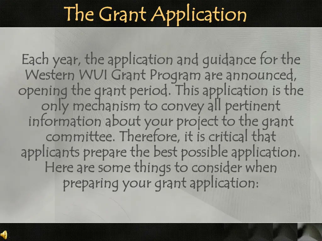 the grant application the grant application