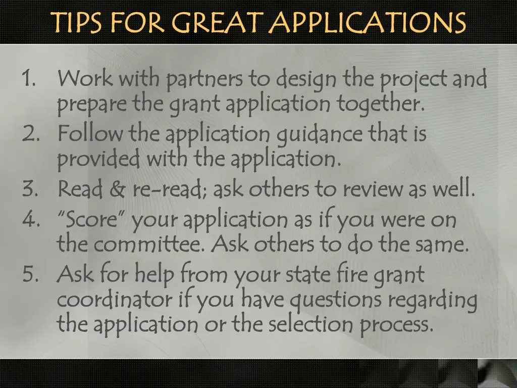 tips for great applications tips for great