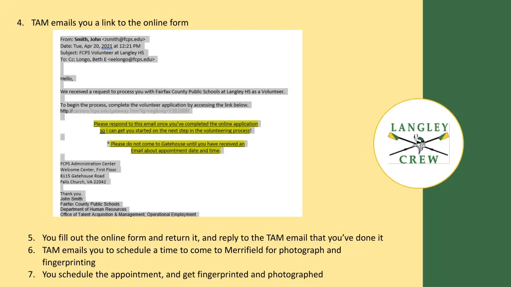 4 tam emails you a link to the online form