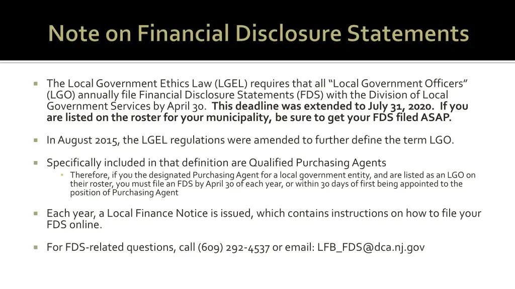 the local government ethics law lgel requires