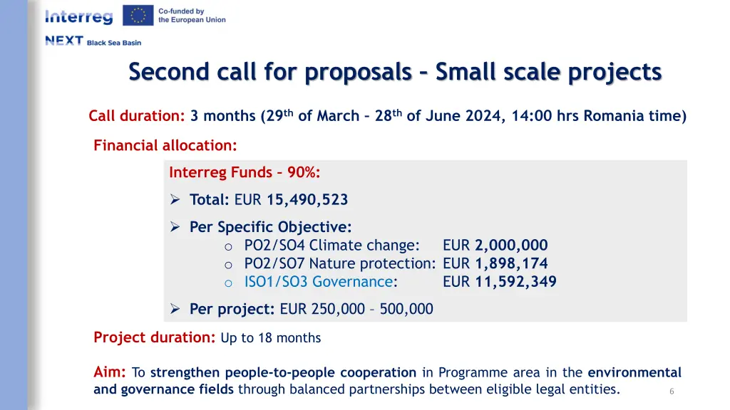 second call for proposals small scale projects