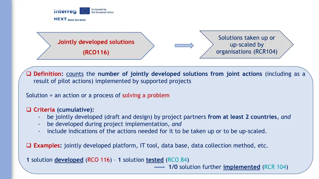 solutions taken up or up scaled by organisations