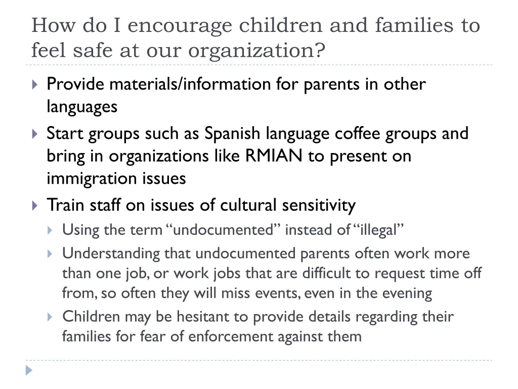 how do i encourage children and families to feel