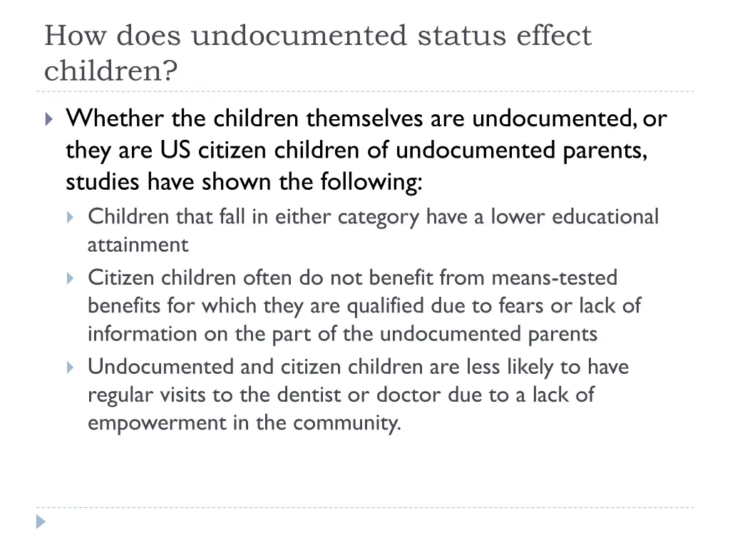how does undocumented status effect children