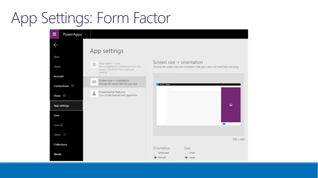 app settings form factor