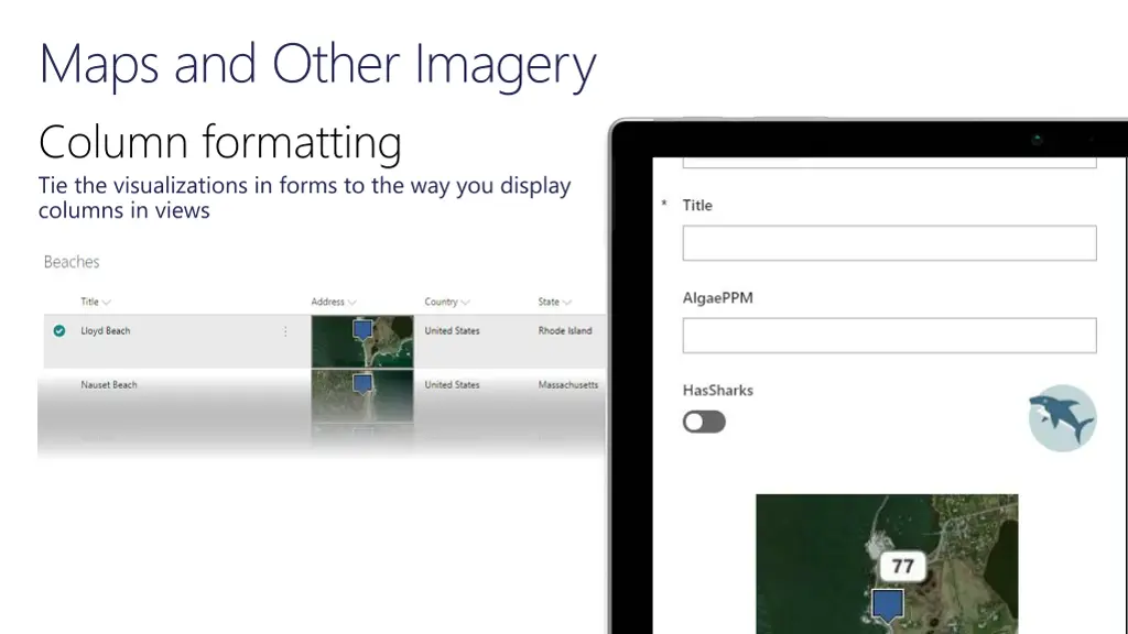 maps and other imagery column formatting