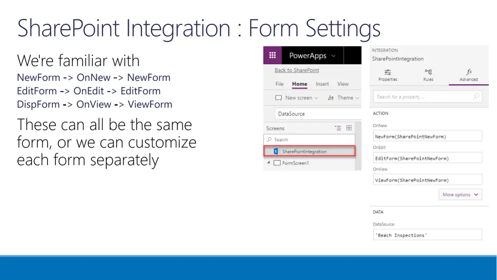 sharepoint integration form settings