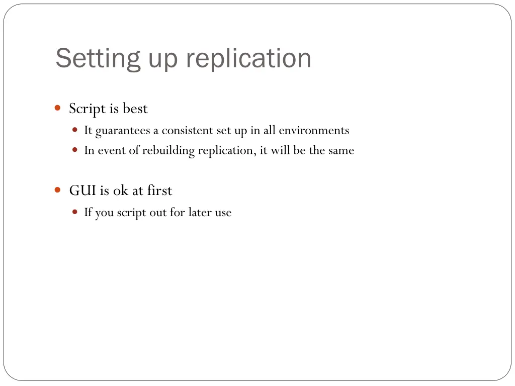 setting up replication