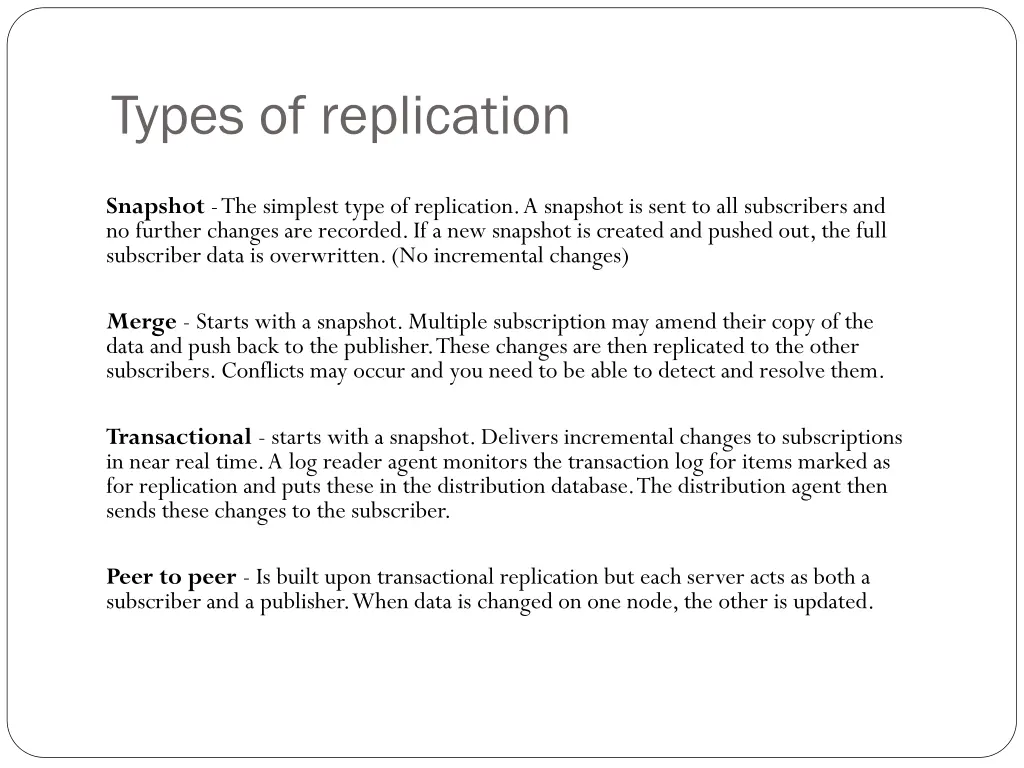 types of replication