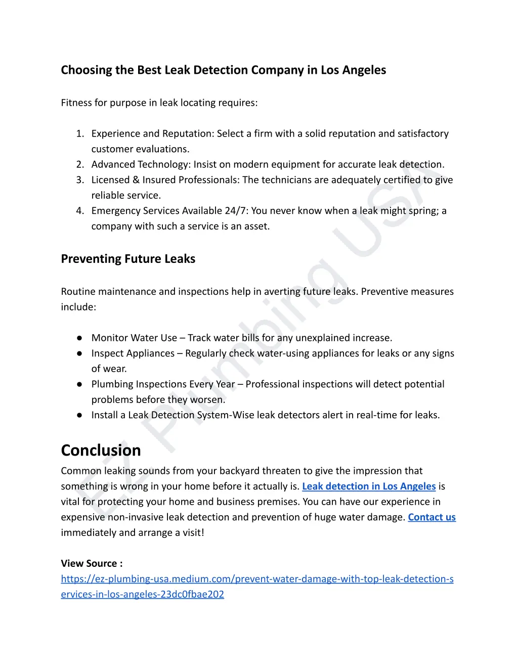 choosing the best leak detection company