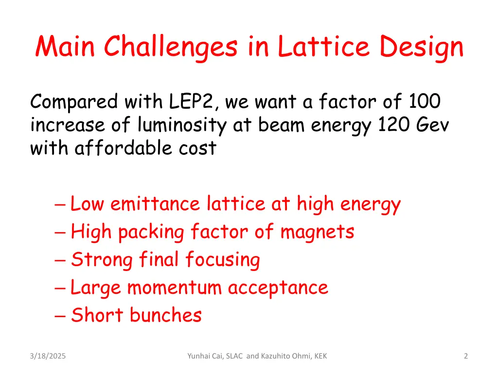 main challenges in lattice design