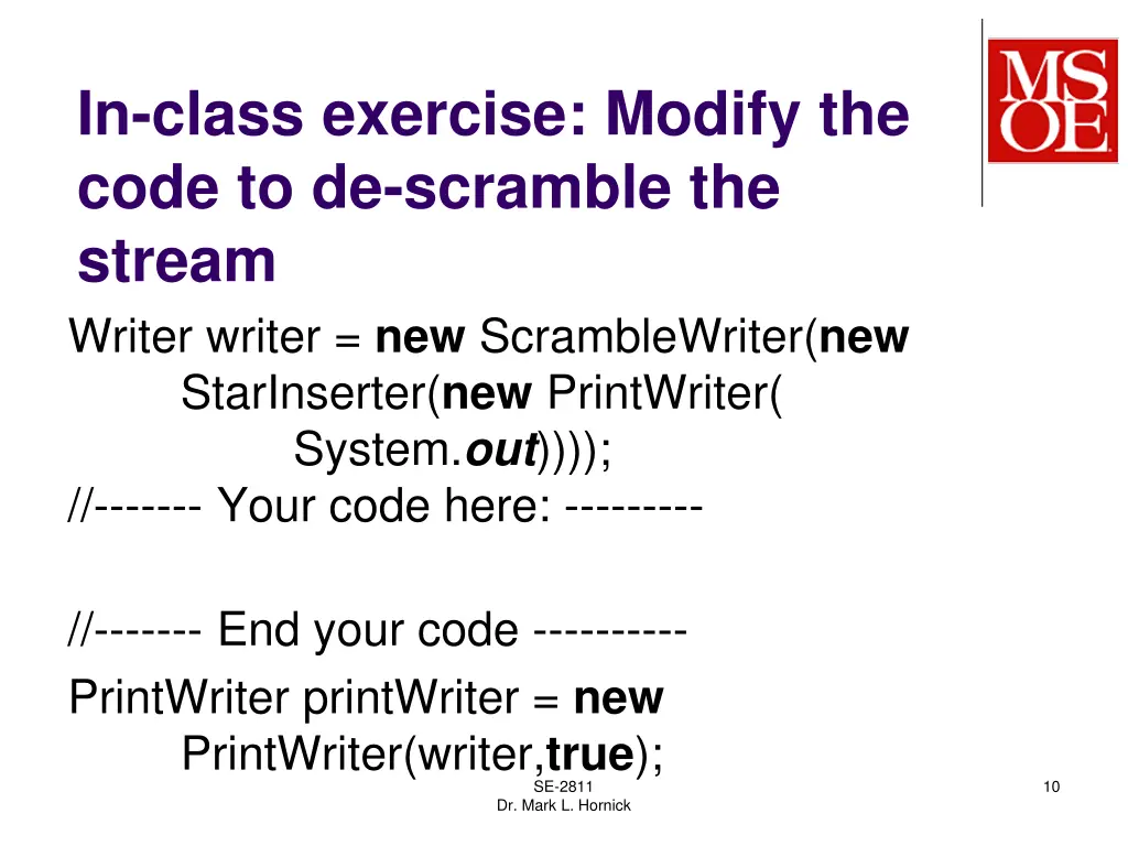 in class exercise modify the code to de scramble