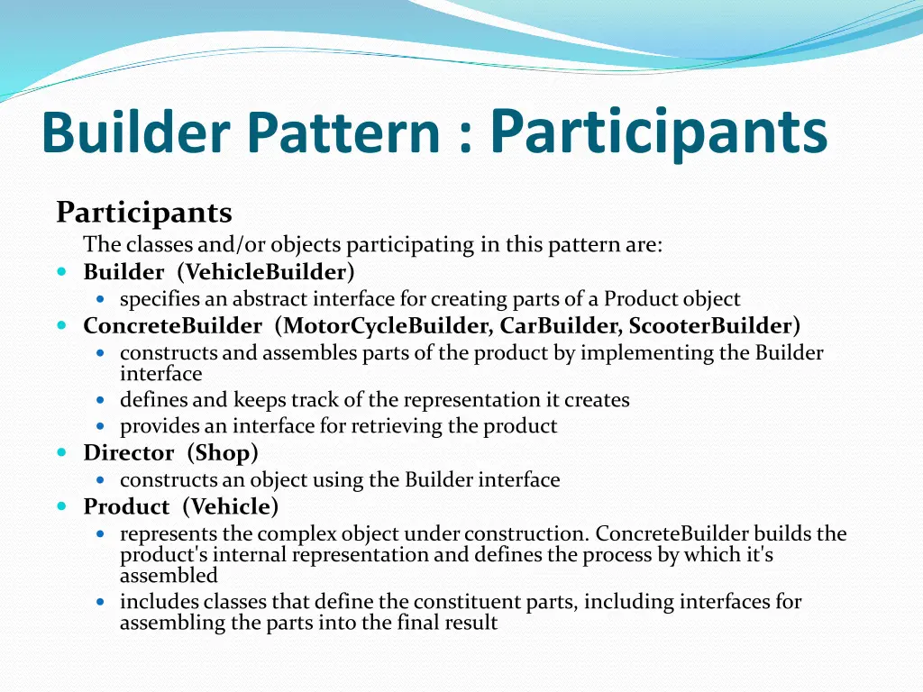 builder pattern participants