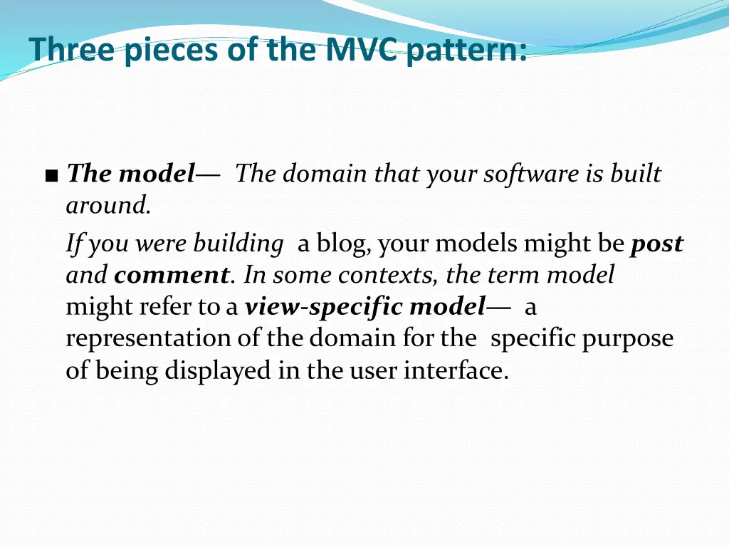 three pieces of the mvc pattern