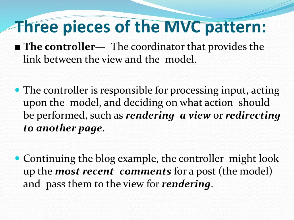 three pieces of the mvc pattern the controller
