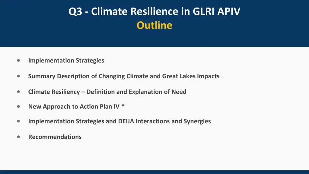 q3 climate resilience in glri apiv outline