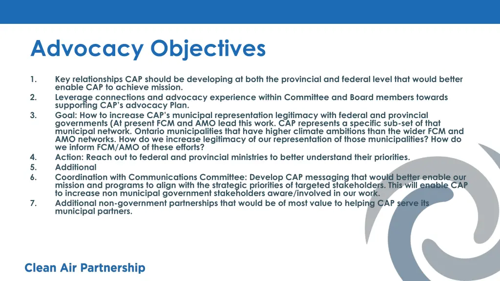 advocacy objectives